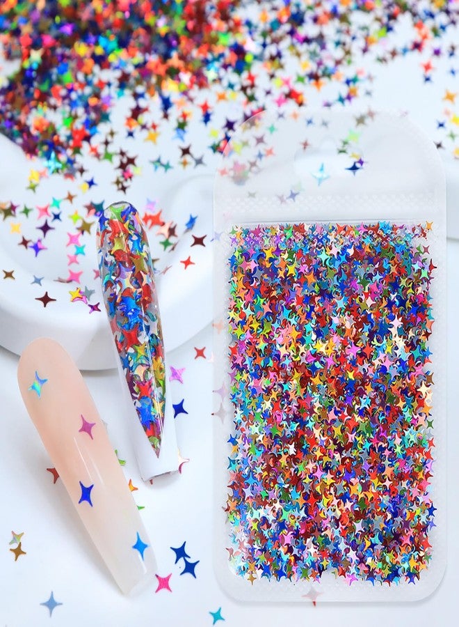 Vopintpy Colorful Star Nails Glitter Sequins Laser Nails Glitter Flakes Design Nail Charms Holographic Mixed Color 3D Confetti Star Nail Sequins for Women - Image 1